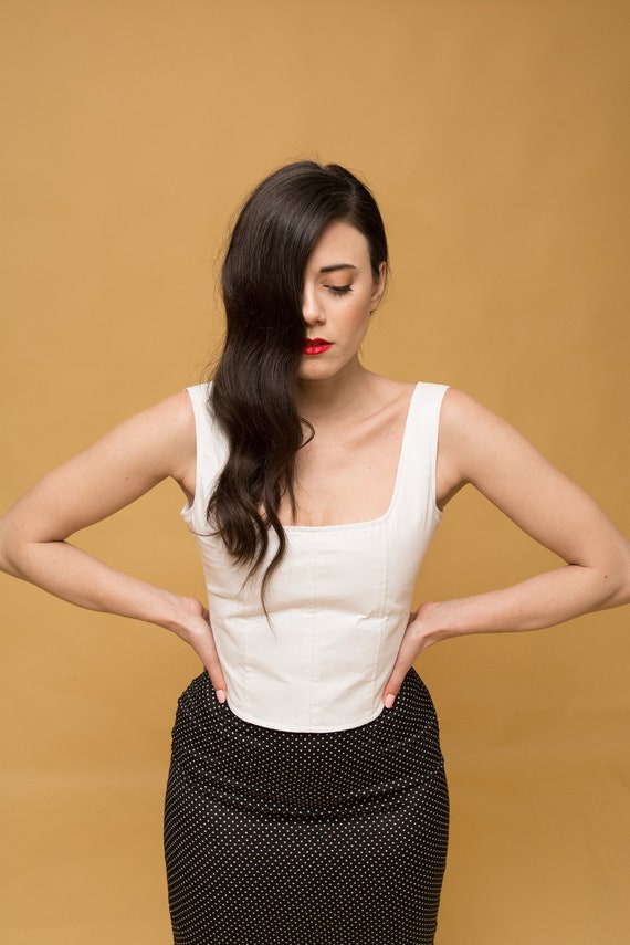 white corset bustier top