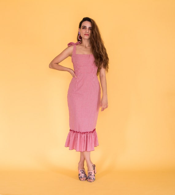 Gingham milkmaid dress shop