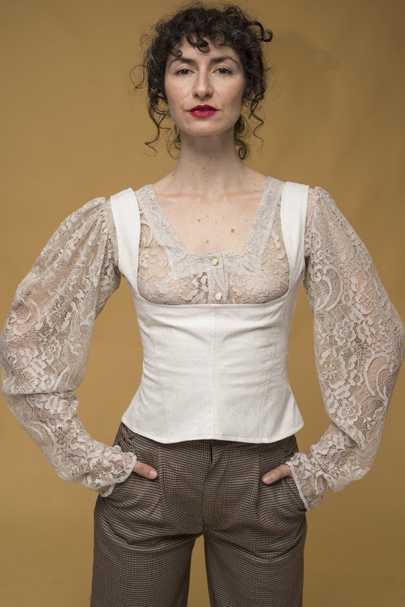 Underbust Corset: White Jacquard Corset Top Under Corset Shirt Corset Tops  White Underbust Corset -  Canada