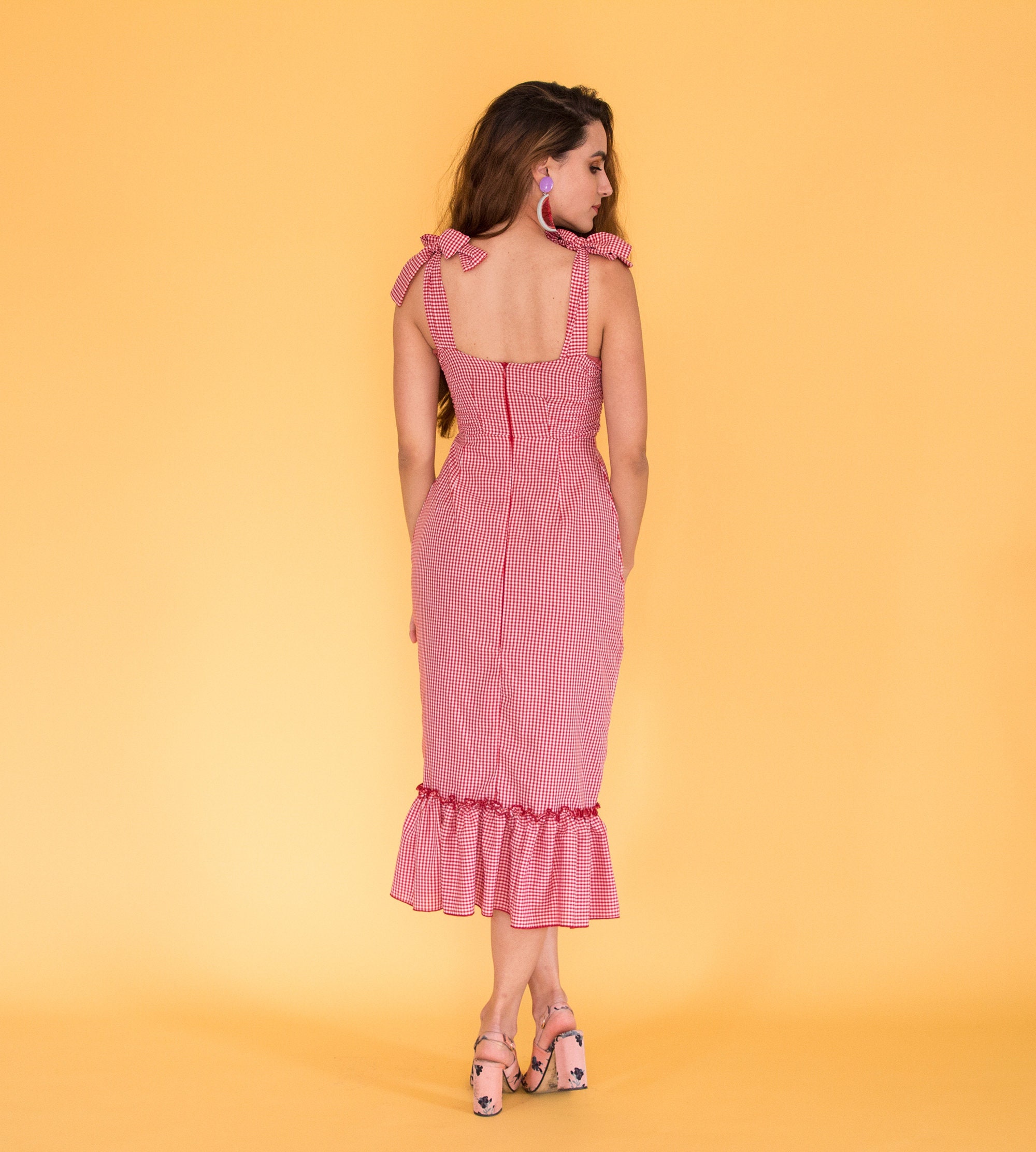 strapless open back dress x BELLA HADID Farm Gingham Mini Dress main image 0