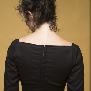 Sweetheart neckline top: Black bustier top with long sleeves statement top with sweetheart neckline sweetheart corset image 3