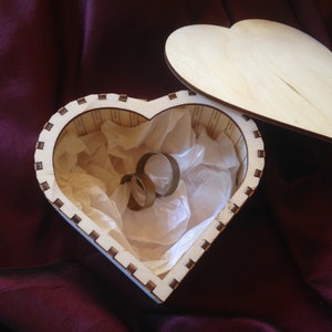 FREE SHIPPING Personalisable Unfinished wooden heart box Wood wedding rings box Wood wedding box Heart wedding box Wooden jewellery box