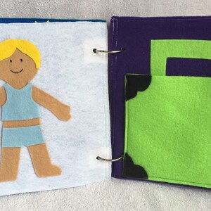 Felt Quiet Book Dress Up Page-Boy Doll, Toddler or Preschool Activity image 3