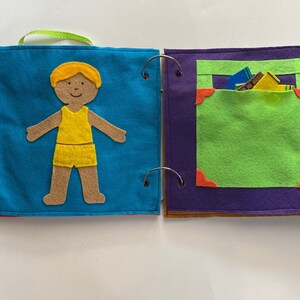 Felt Quiet Book Dress Up Page-Boy Doll, Toddler or Preschool Activity image 2