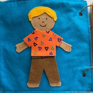 Felt Quiet Book Dress Up Page-Boy Doll, Toddler or Preschool Activity image 4