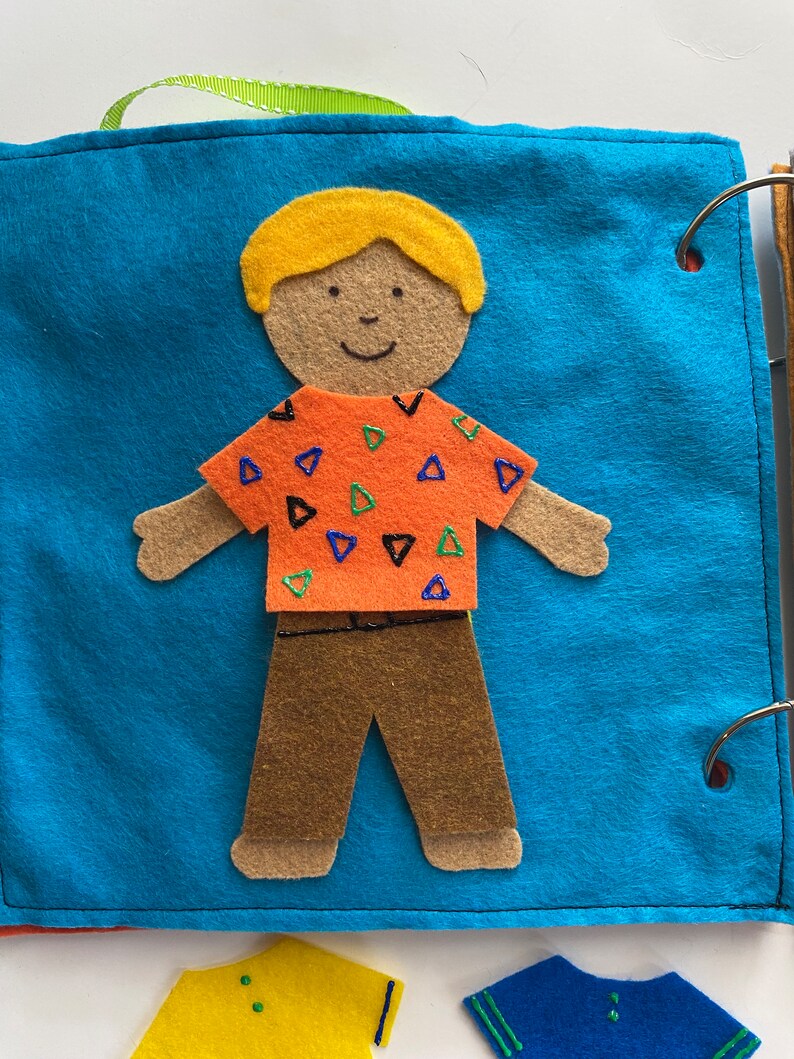 Felt Quiet Book Dress Up Page-Boy Doll, Toddler or Preschool Activity image 4