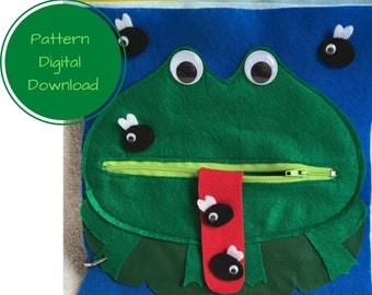 No Sew Felt Quiet Book Pattern-Frog and Flies