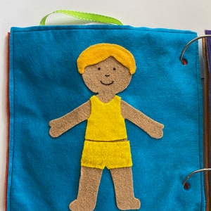 Felt Quiet Book Dress Up Page-Boy Doll, Toddler or Preschool Activity image 5