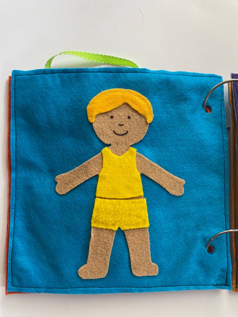 Felt Quiet Book Dress Up Page-Boy Doll, Toddler or Preschool Activity image 5