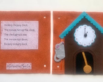 Felt Quiet Book Page-Hickory Dickory Dock, Baby and Toddler Activity