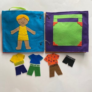 Felt Quiet Book Dress Up Page-Boy Doll, Toddler or Preschool Activity image 1