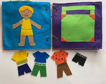 Felt Quiet Book Dress Up Page-Boy Doll, Toddler or Preschool Activity