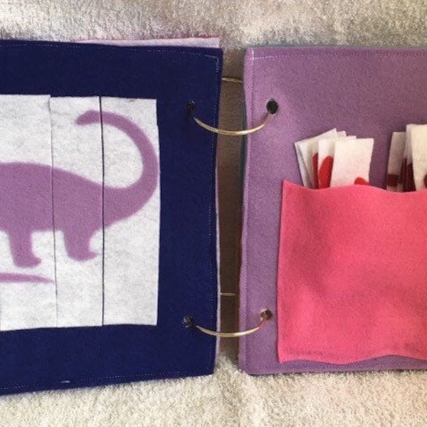 Felt Quiet Book Page-Dinosaur puzzles; Dinosaur Gift for Child