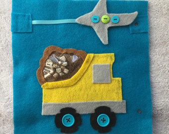 Felt Quiet Book-Dump Truck and Airplane, Toddler Construction Activity