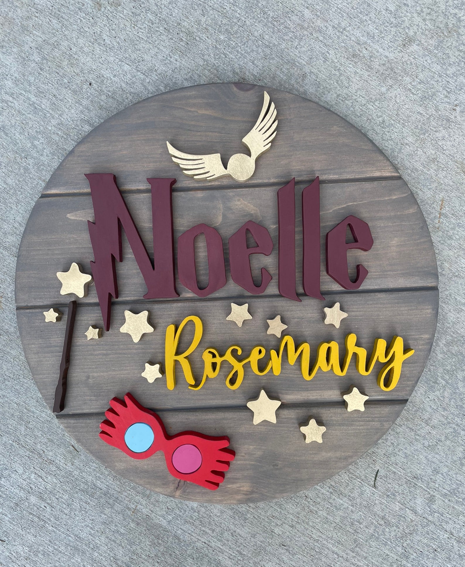 Round Name Sign Harry Potter Inspired Nursery Personalized Etsy