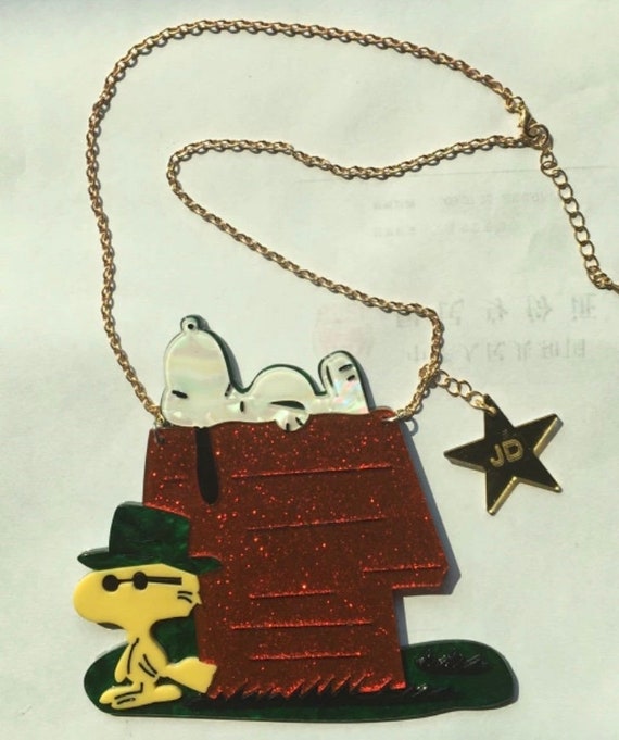 snoopy inspired necklace acrylic