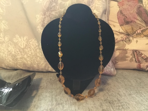 1940s ish era faceted heavy glass necklace 23 inch unfastened