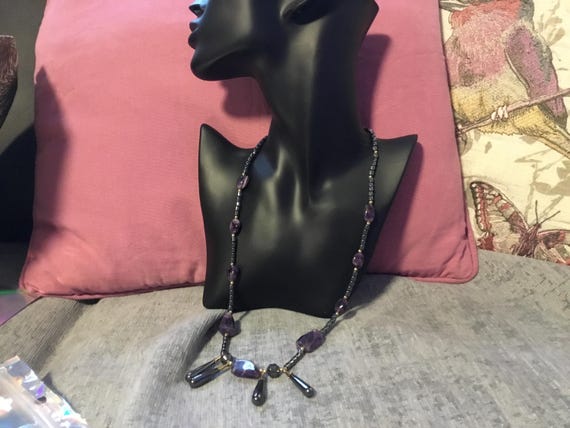 vintage 1980s hematite necklace 21inch