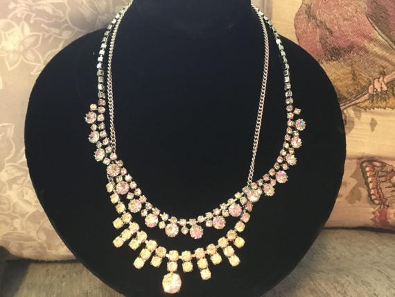 vintage 60s ish era diamonte necklaces