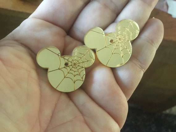 Mouse head goldtone halloween findings pair for earrings