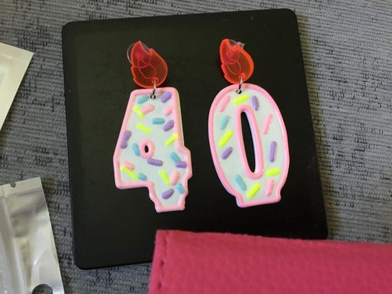 Birthday candle style earrings 40th