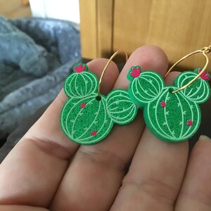 Mouse head cactus hoop earrings