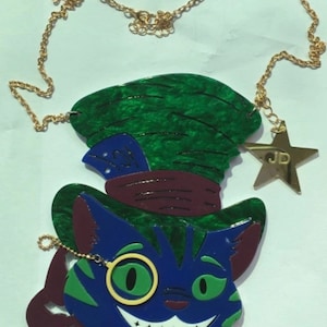 cheshire cat inspired mad hatter necklace