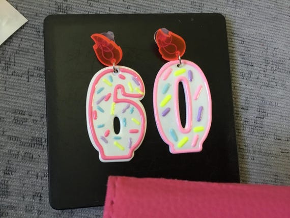 Candle style birthday earrings 60th