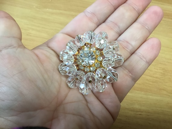 Vintage 1950s austria crystal large brooch