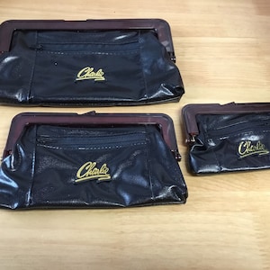 Vintage 1970s charlie bags makeup clutch trio all fit inside each other