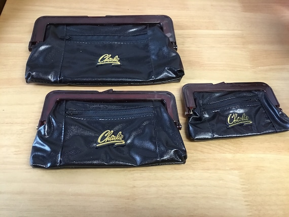 Vintage 1970s charlie bags makeup clutch trio all fit inside each other