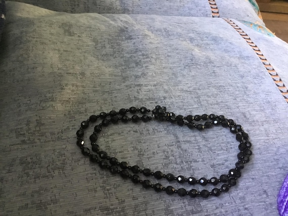 vintage 1940s jet glass necklace 16 inch