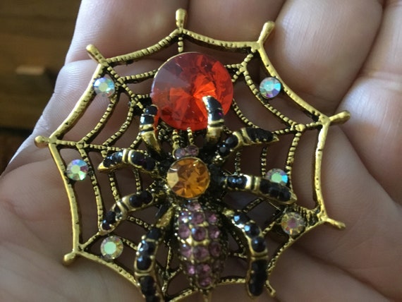 Spider on web pin brooch and pendant large brooch