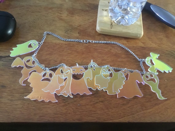 Acrylic ghost necklace on 20 inch chain