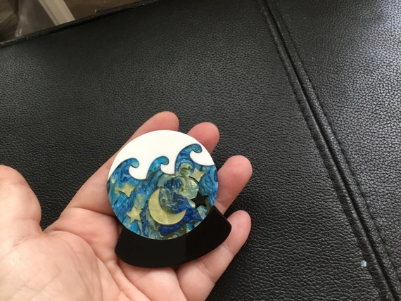 Acrylic crystal ball brooch