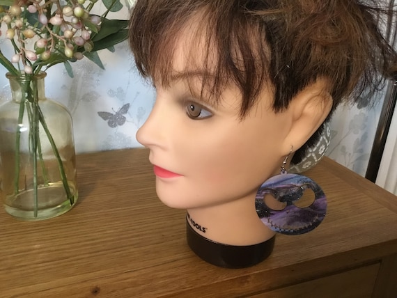 large jack statement earrings acrylic purple