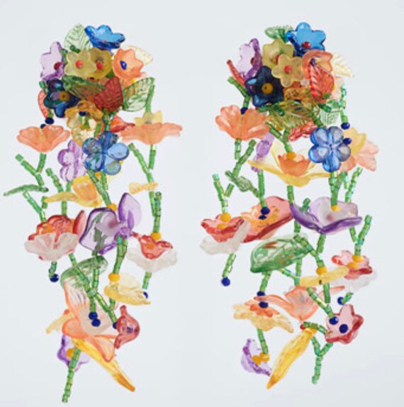 Acrylic large flower statement earrings
