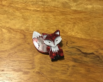 Broche de zorro acrílico rojo