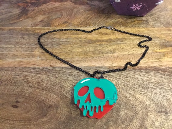 evil queen poison apple acrylic necklace