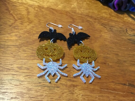 Halloween sppooktacular earrings acrylic
