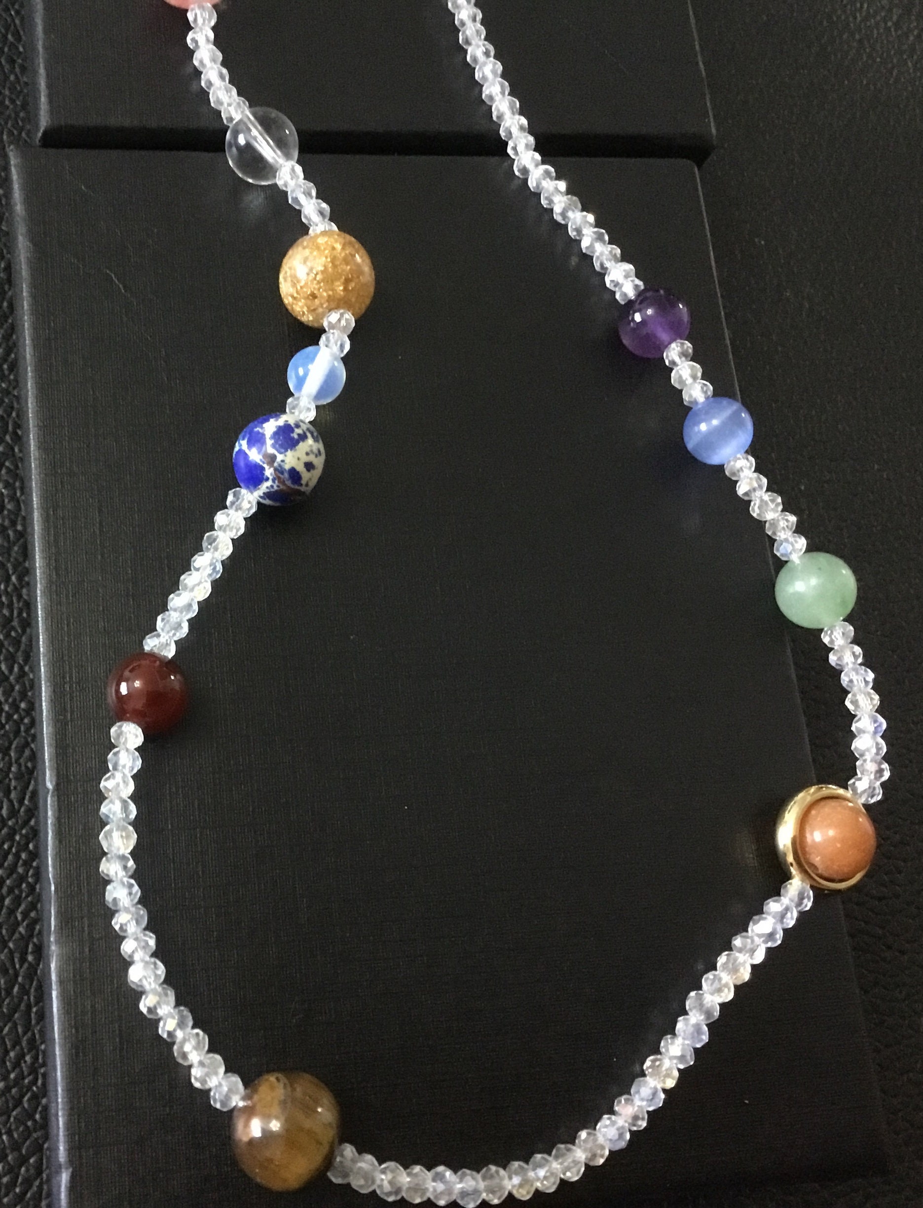 Solar System Necklace With Clear Crystal Beads Etsy UK