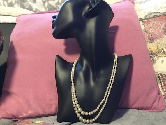 vintage 1940s double strand faux pearl necklace 16 inch made in england