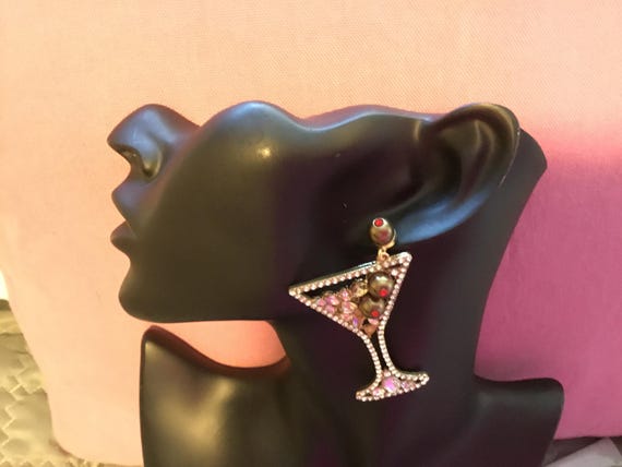dirty martini glass cocktail earrings
