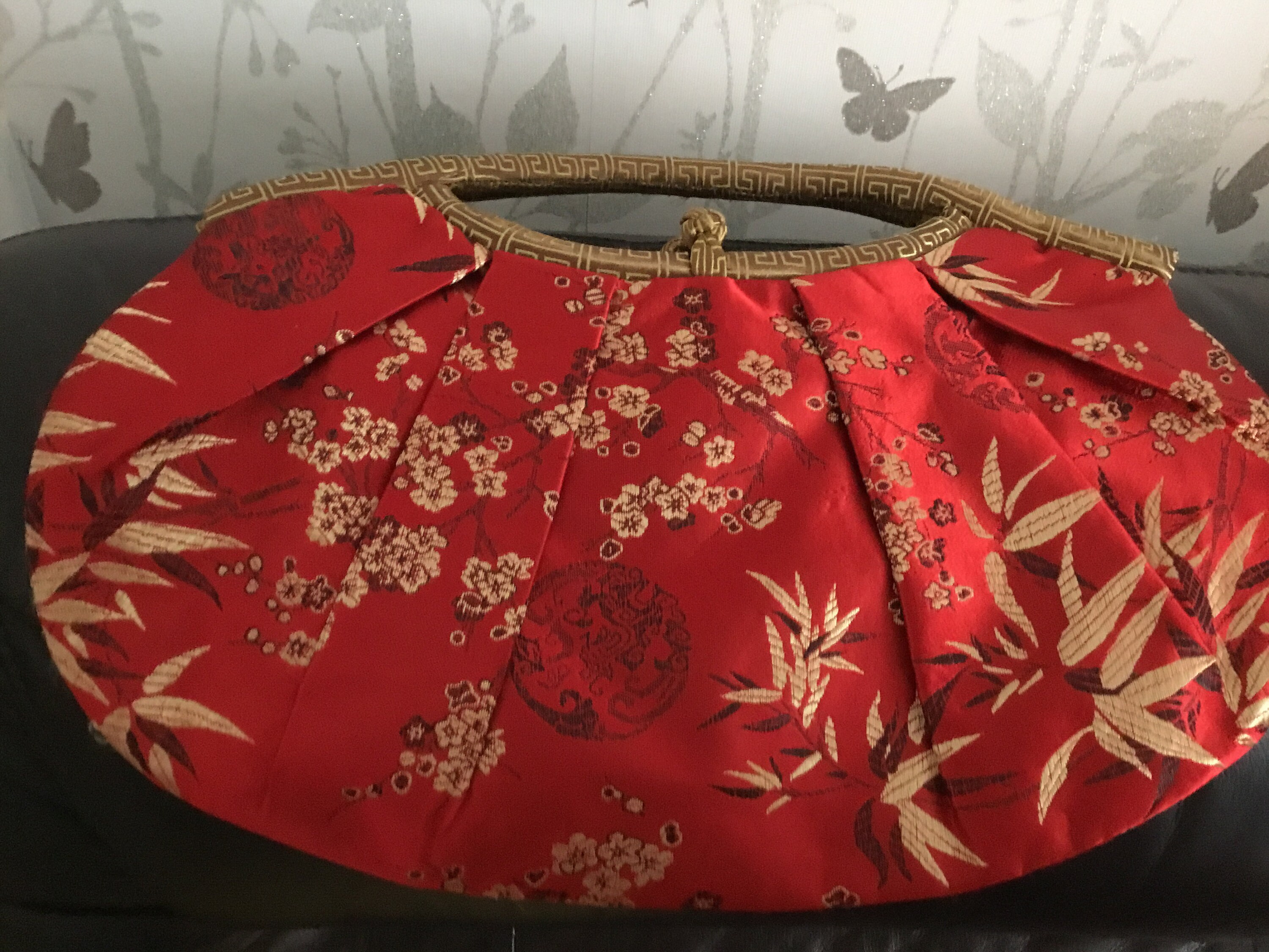 Red satin evening best sale bag