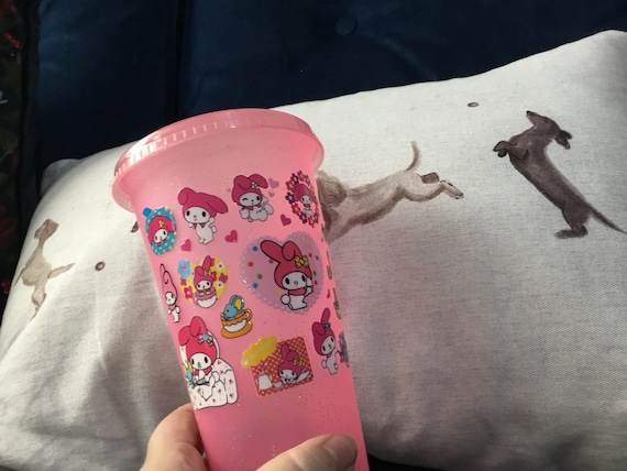 cold cup kawaii inspired pink glittery