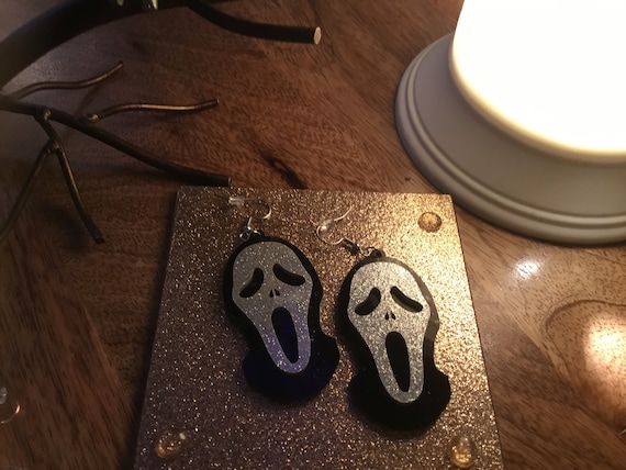 Acrylic halloween scary movie scream earrings