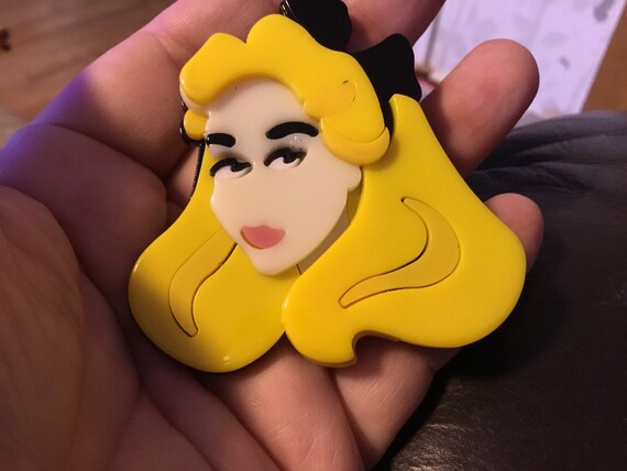 Acrylic blonde hair girl brooch