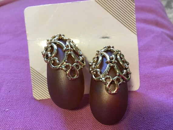 vintage 1990s baroque style bold earrings plastic clip on