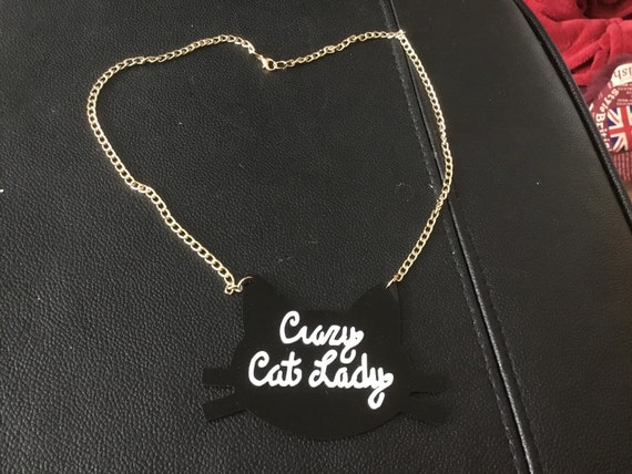 Crazy cat lady acrylic necklace