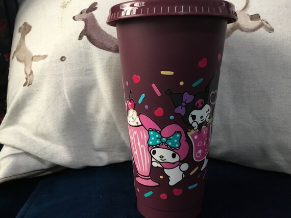 kawai inspired cold cup maroon color